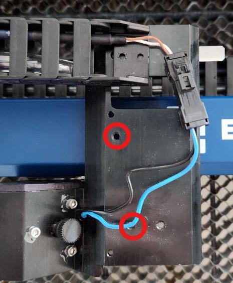 Two standoffs installed in mounting holes