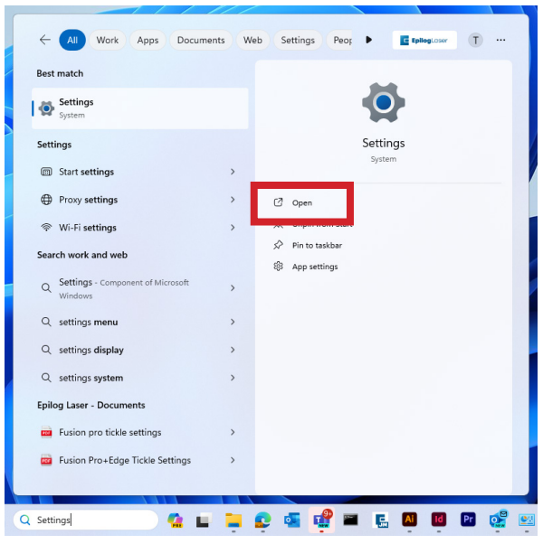 Opening Windows Settings