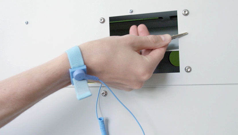 Removing antistatic wrist strap