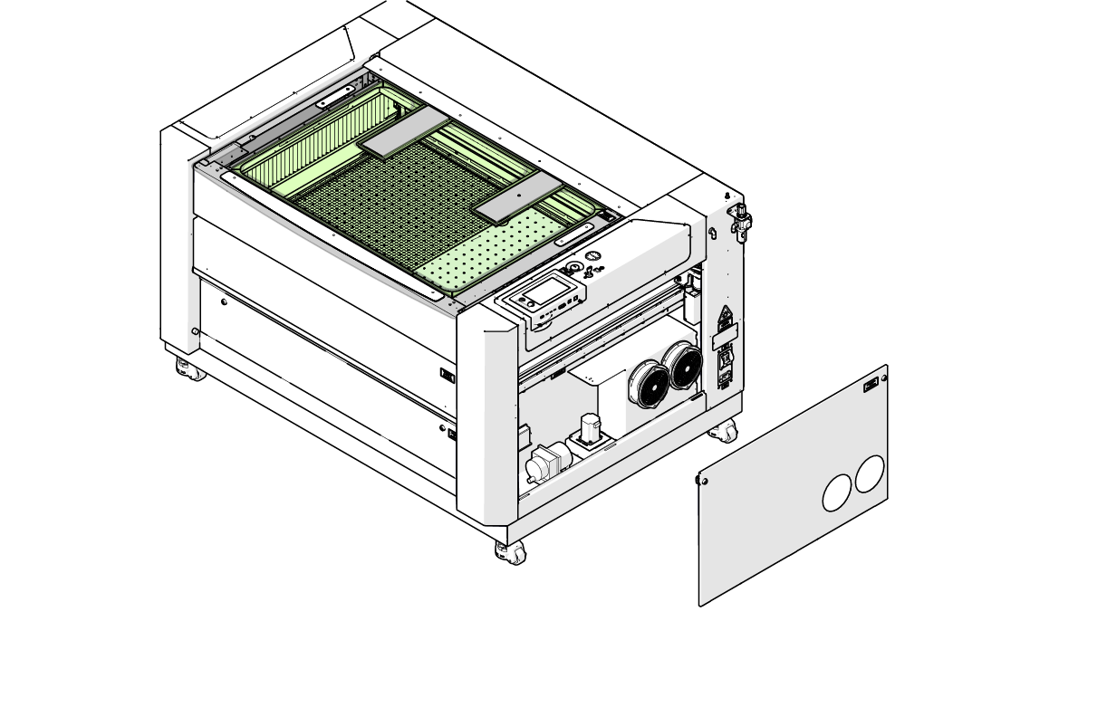 Removing the right-hand side panel on a 16K laser