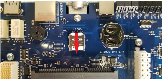 Underside of control module showing SD card holder.