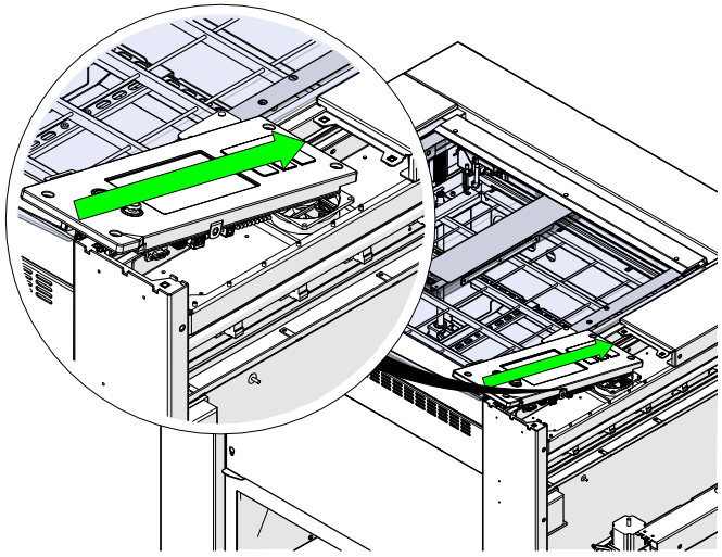 Aligning control module screw holes with chassis mount.