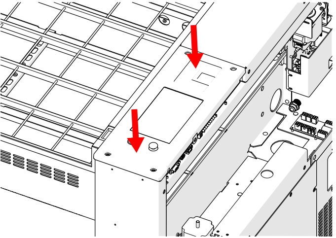 Seating the control module onto multi-pin connectors.