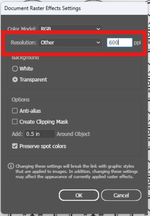 Raster Effects Settings