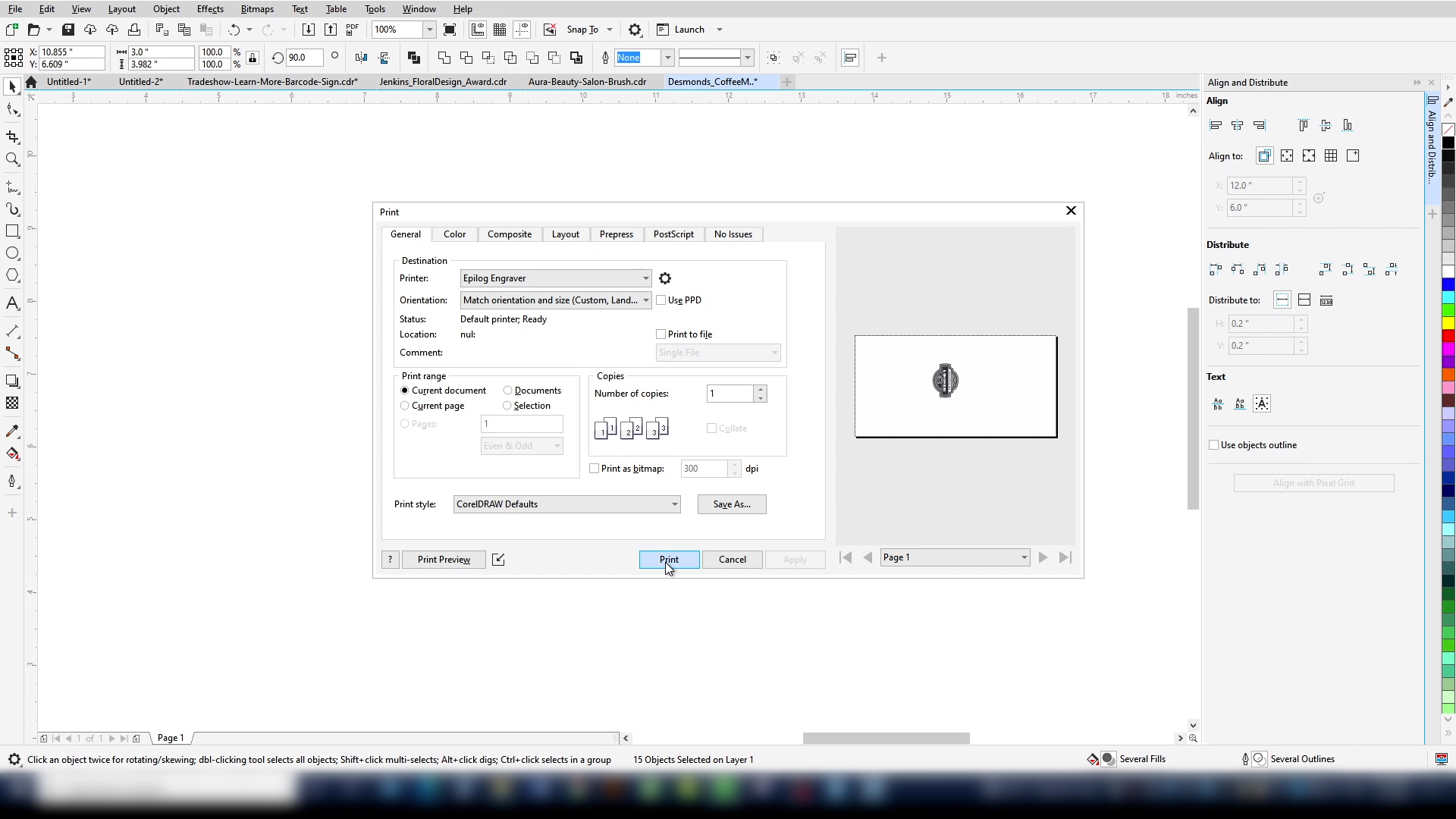 Dashboard settings for leather engraving