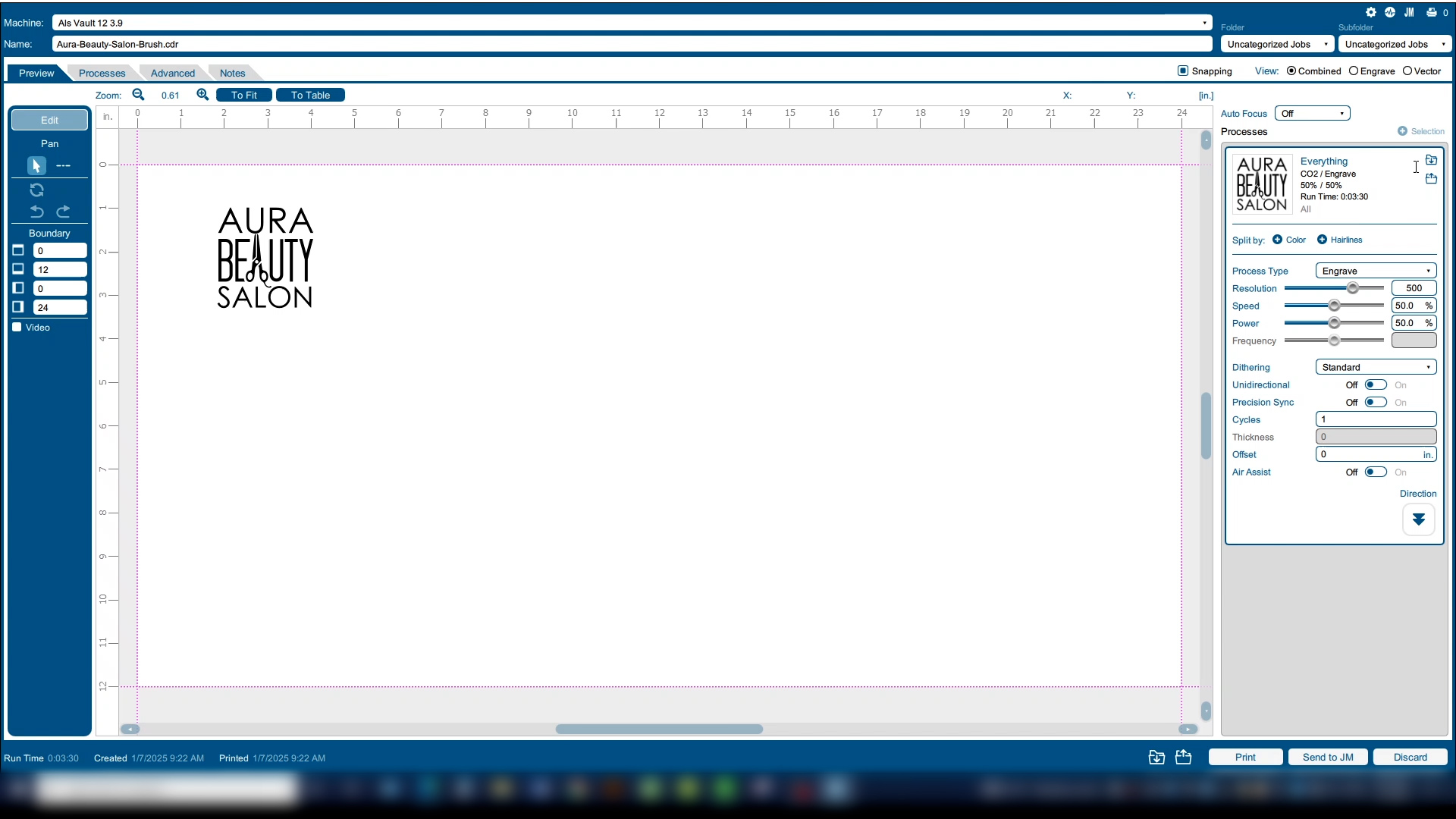 Dashboard view after file opens