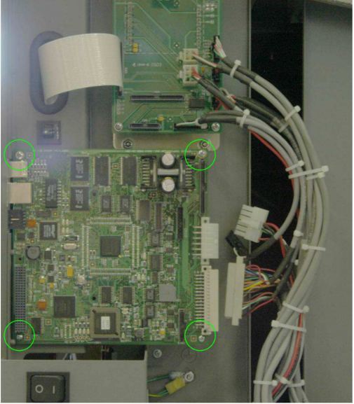 Removing the four screws that secure the controller board.