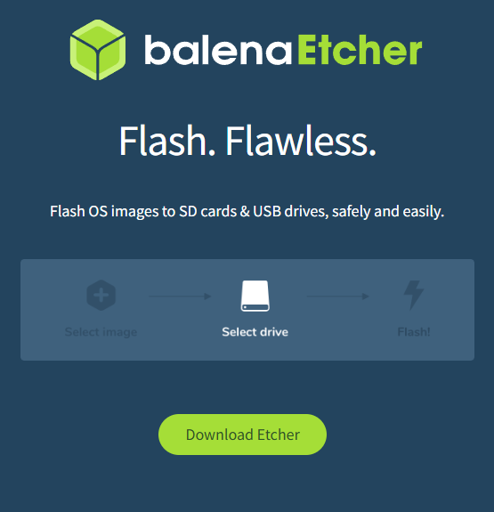 Downloading Balena Etcher software