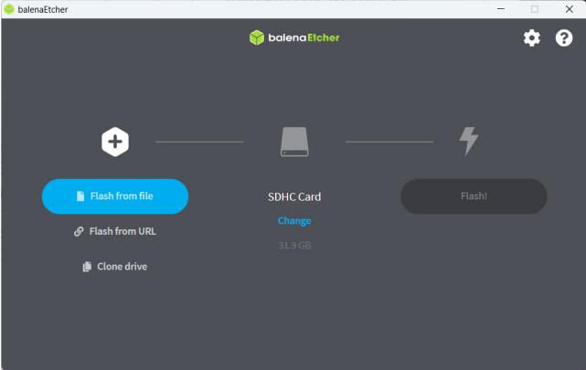 Selecting 'Flash from file' in Balena Etcher