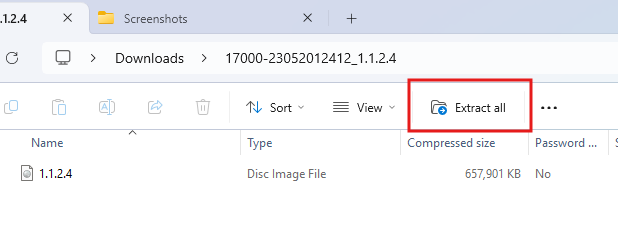 Unzipping the firmware file