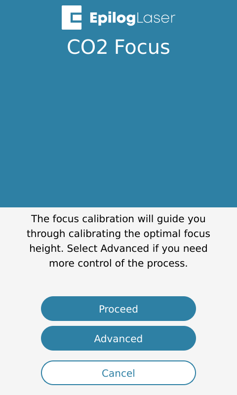 Proceed button on the focus calibration screen.