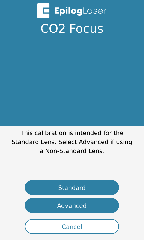 Standard focus calibration option selected.