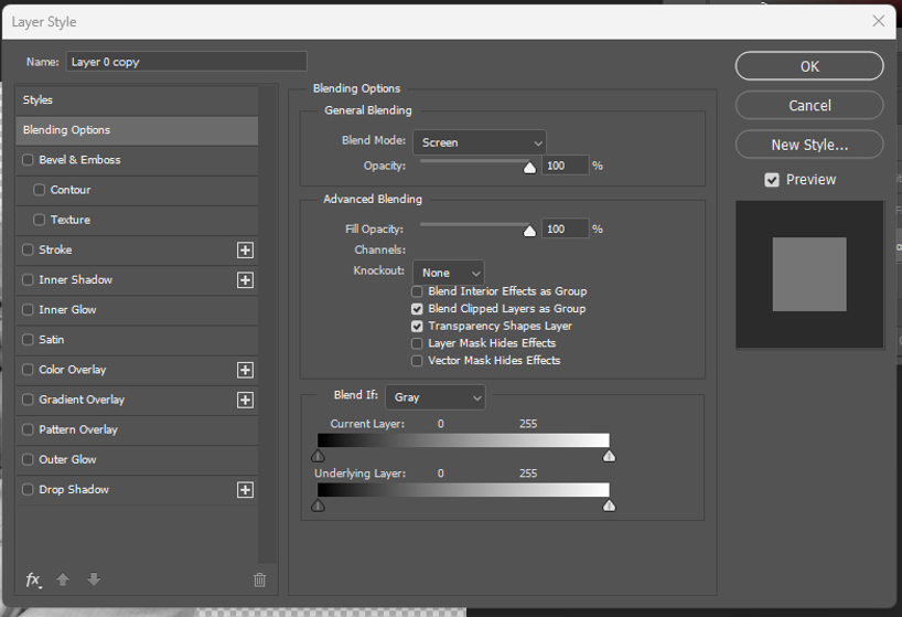 Layer Style menu