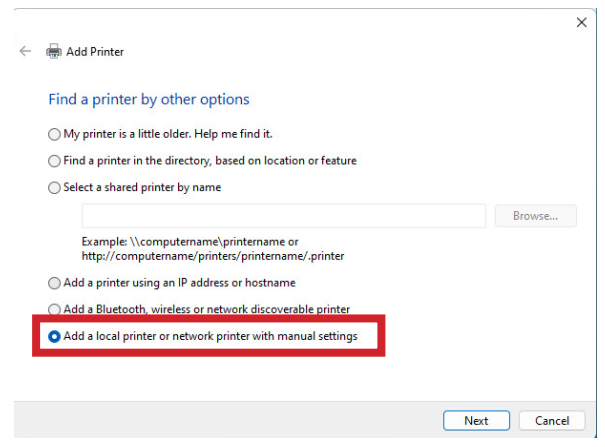 Add a local printer