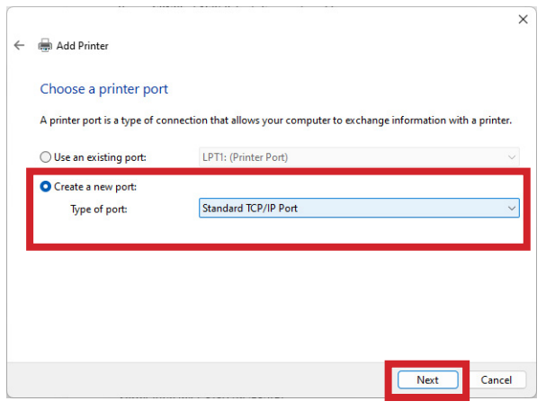 Create new port