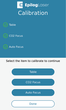 CO2 focus calibration screen