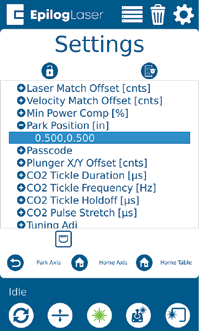 Park Position Menu