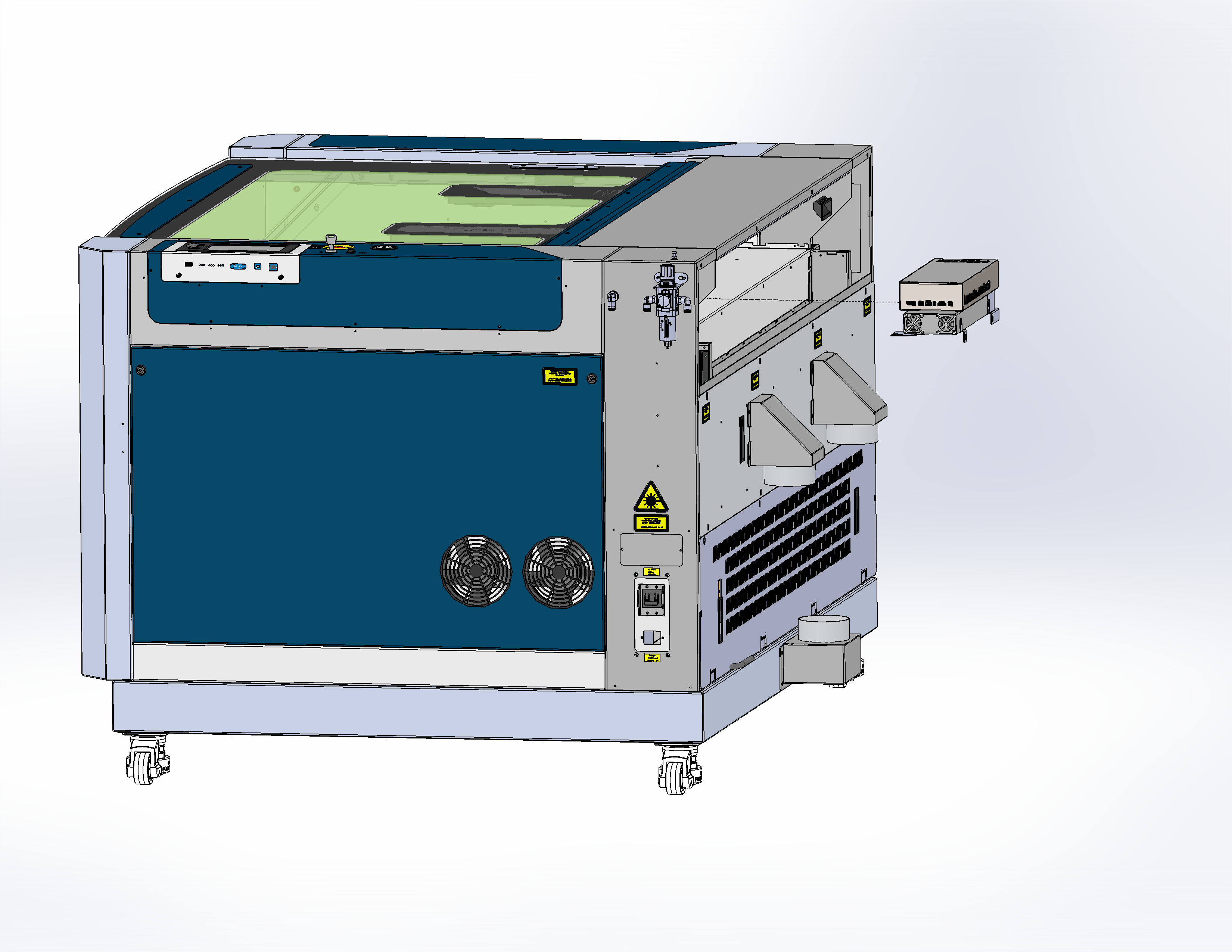 Lifting the power supply unit out of the Fusion Pro 48.