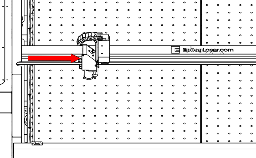 Carriage positioned at the center of the machine