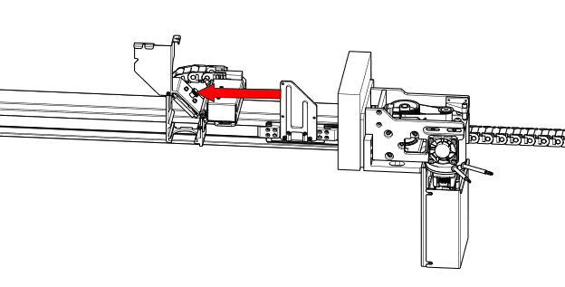 Carriage moved to the left side of the machine