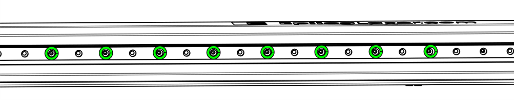 Linear guide in place with bearing blocks aligned