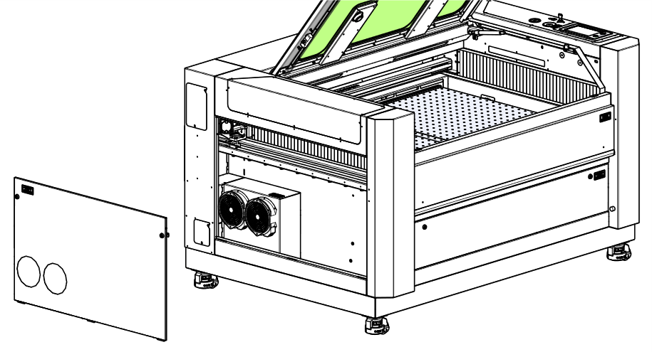 Removing the right side panel of the laser machine