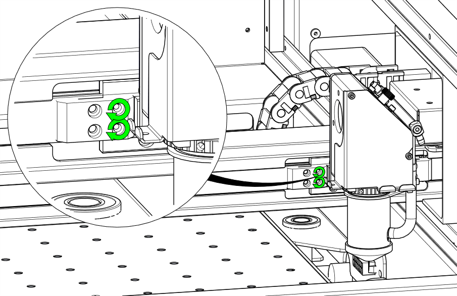 Securing belt to the carriage
