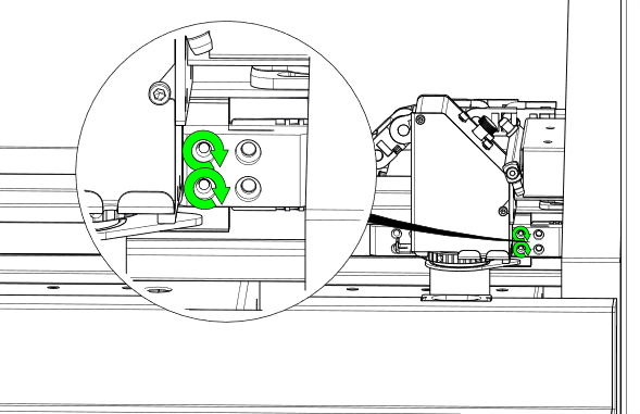 Final belt attachment to carriage