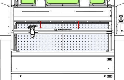 X-Axis rail centered on the machine