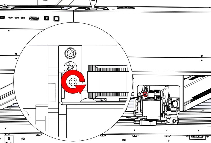 Loosening the motor tensioner screw