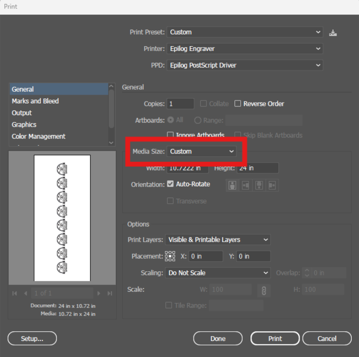 Illustrator Custom Media Size