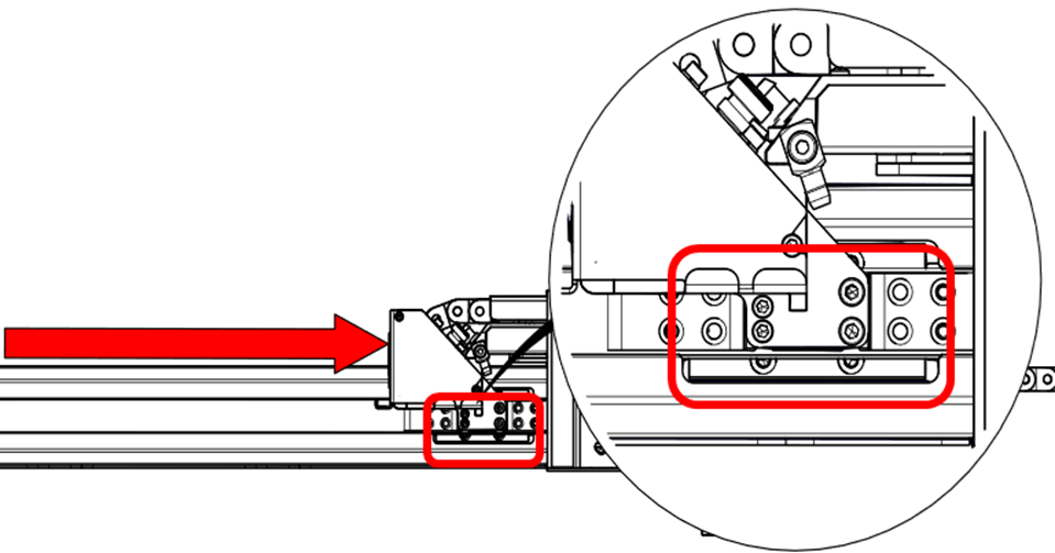 Carriage moved right for screw removal
