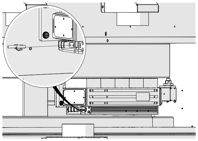 Disconnecting the data cable from the laser tube.