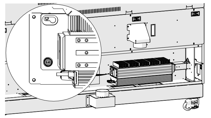 Tightening left mounting screw.