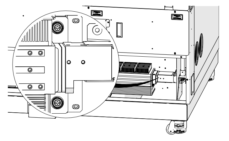 Tightening right mounting screws.