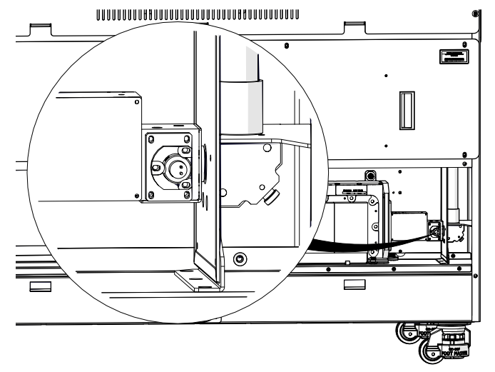Disconnecting the red dot pointer harness.