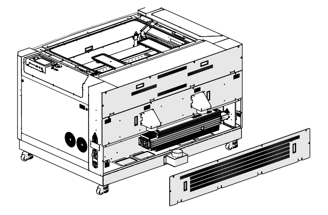Removing lower laser bay panel.