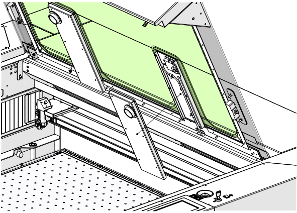 The exposed camera assembly after the cover is removed.