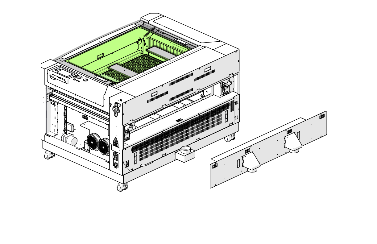 Removing the exhaust plenum from the rear of the machine