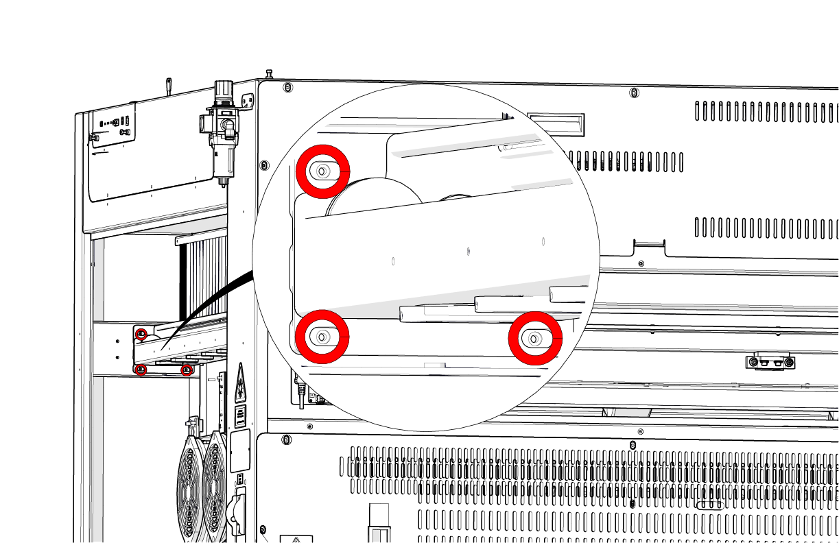 Loosening front Y-Axis actuator mounting screws