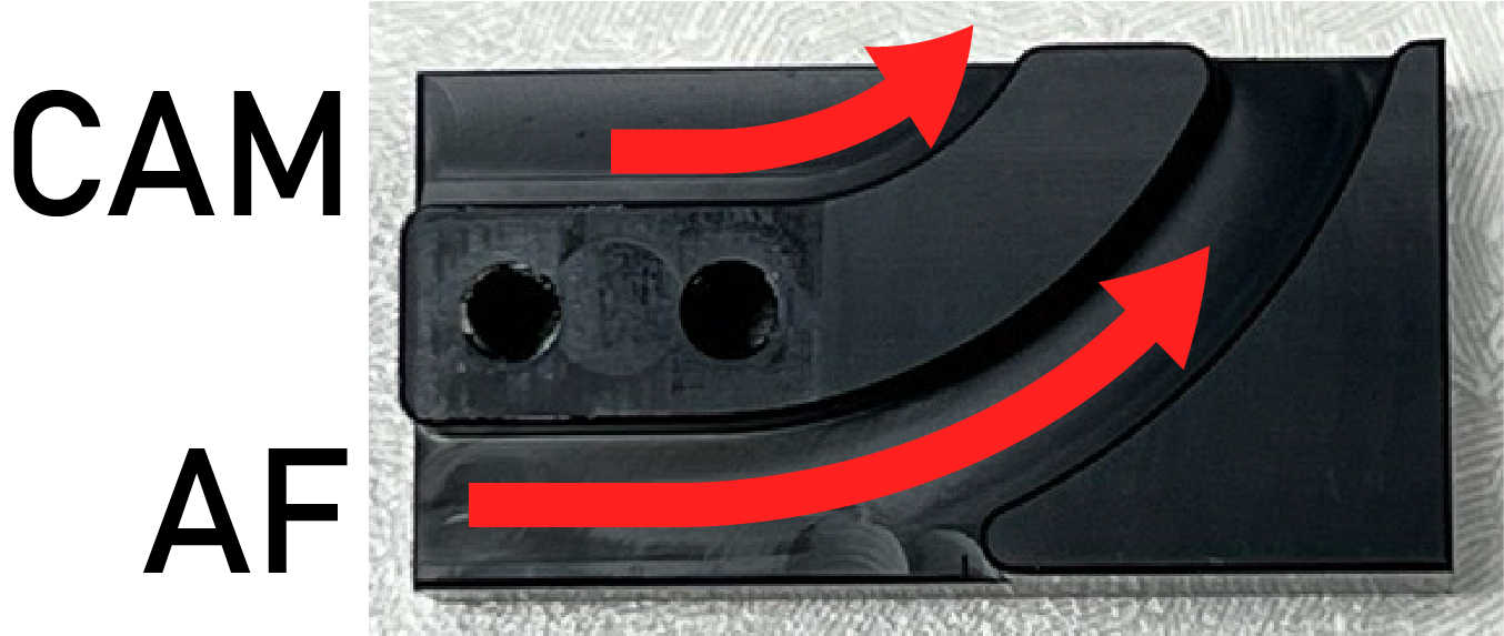 Clamp positioned over harness showing groove alignment