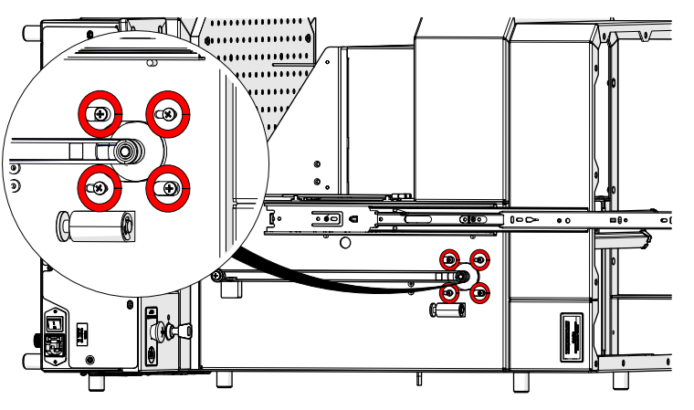 Loosening left motor screws