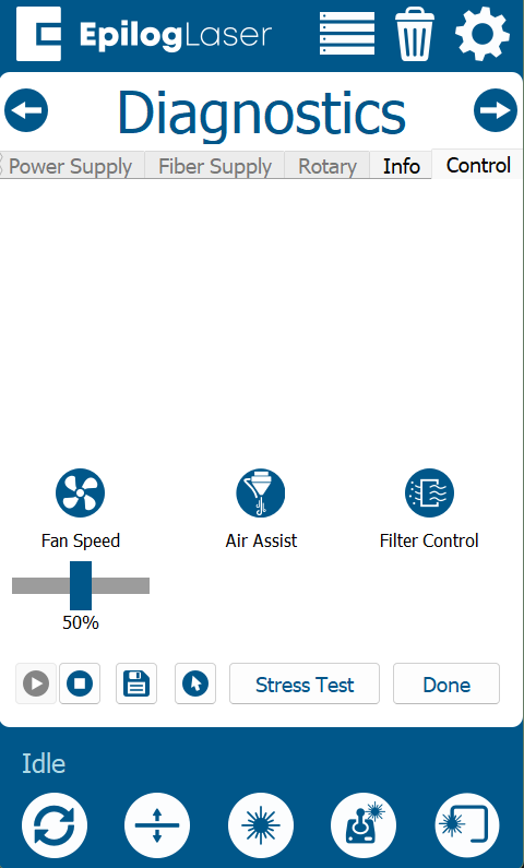 Diagnostics screen