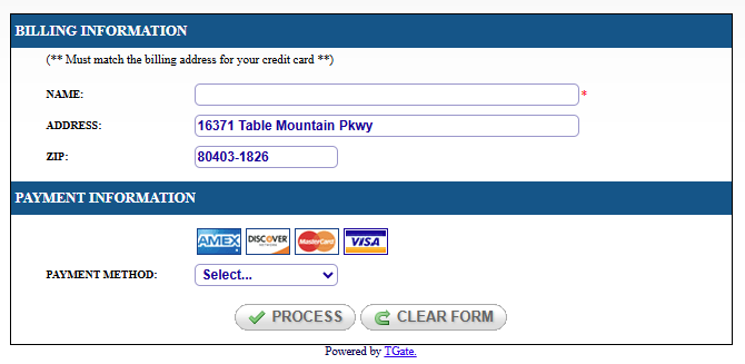 Billing and payment form example