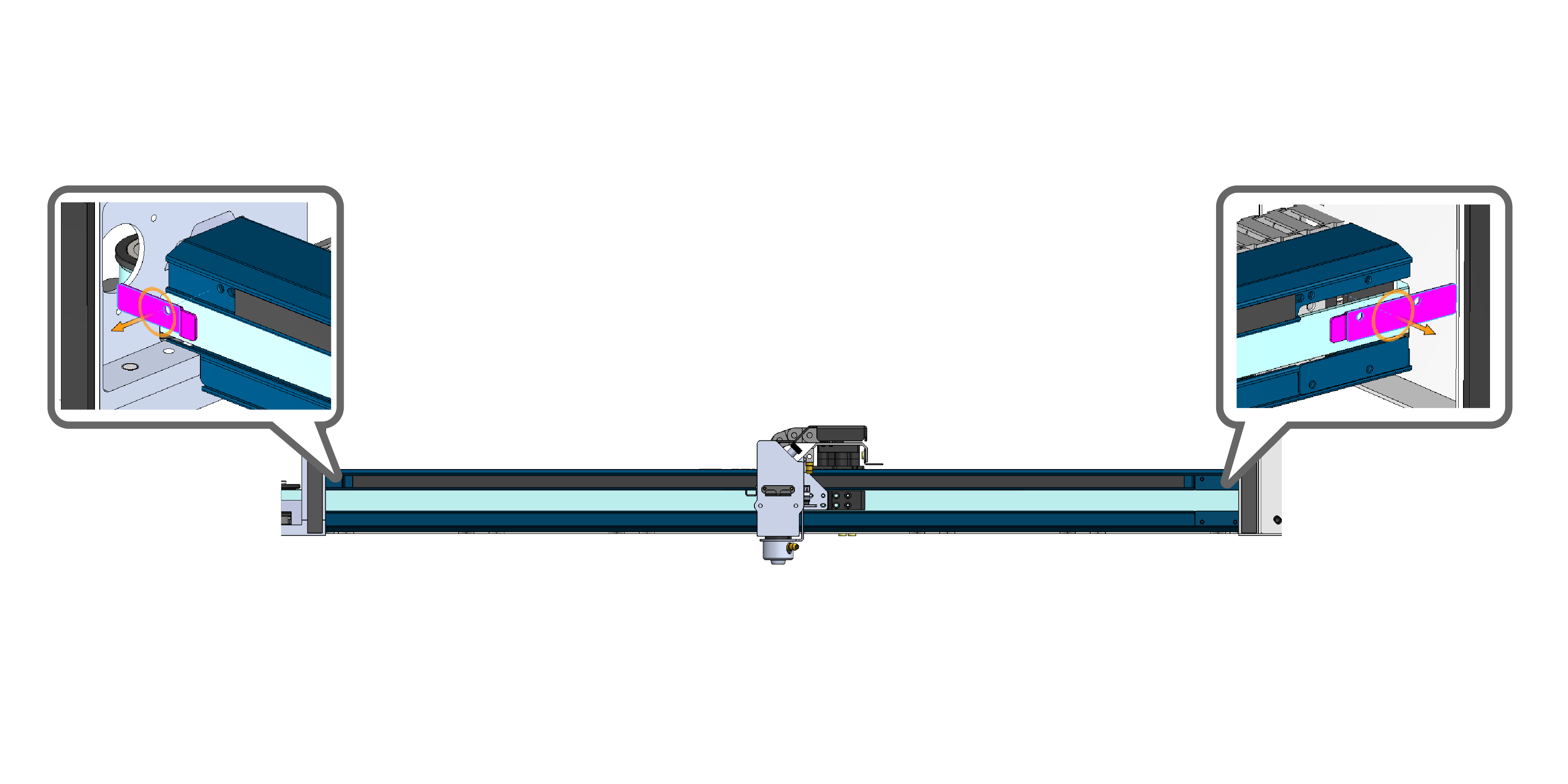 Removing encoder strip end clamps from the rail
