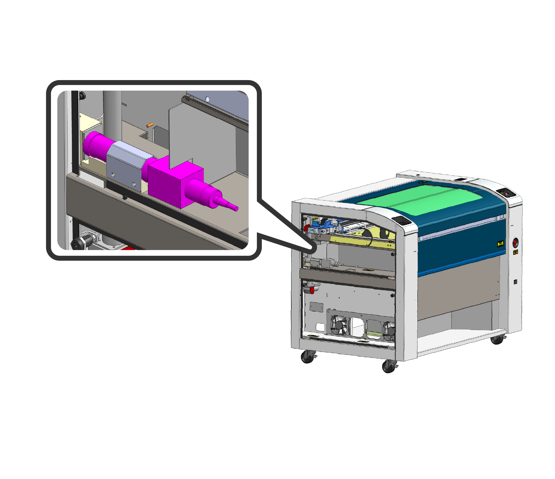 Feeding fiber head out of chassis