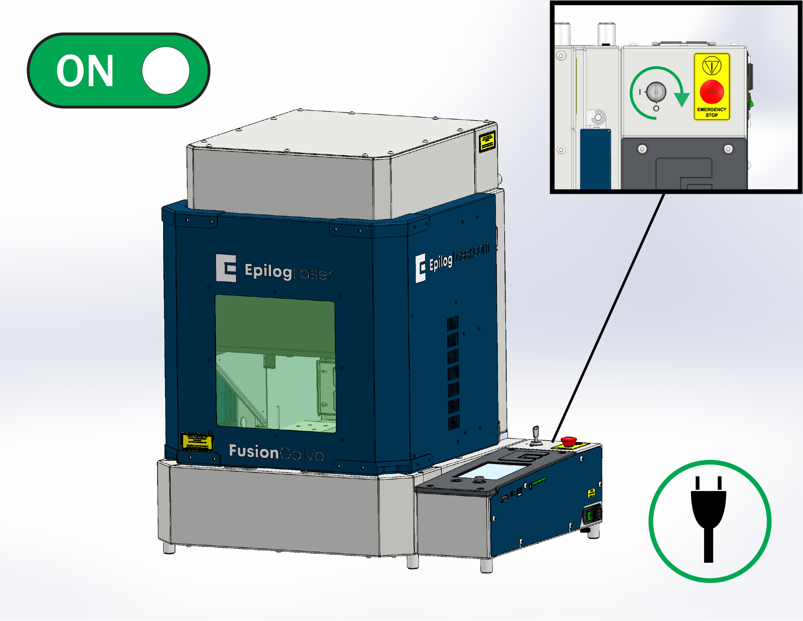 Powering on the machine