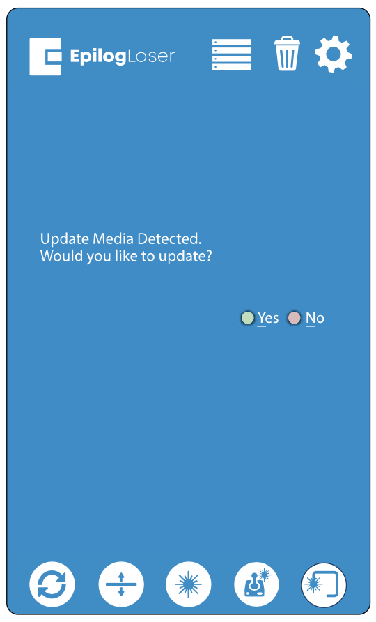 Update Media Detected screen