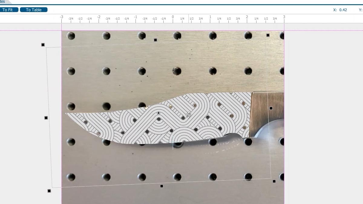 artwork setup in the Epilog Laser Dashboard with camera