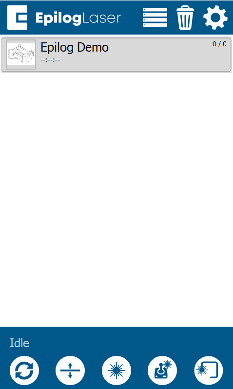Accessing the Settings menu from the engraver’s touchscreen.